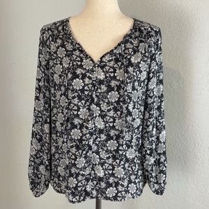 Loft Floral Blue Boho Blouse